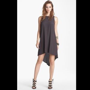 ASTR navy blue grommet high low dress